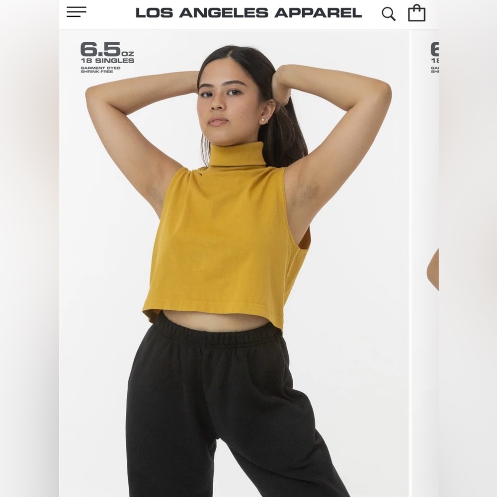 Los Angeles Apparel Garment Dye Sleeveless Turtleneck Crop Top